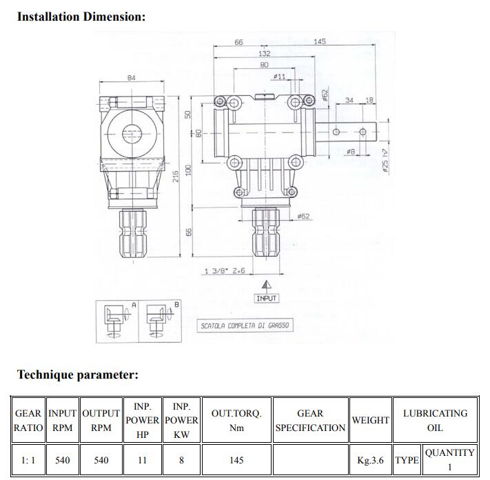 TYPE XL-012 Agricultural Gearbox Machinery