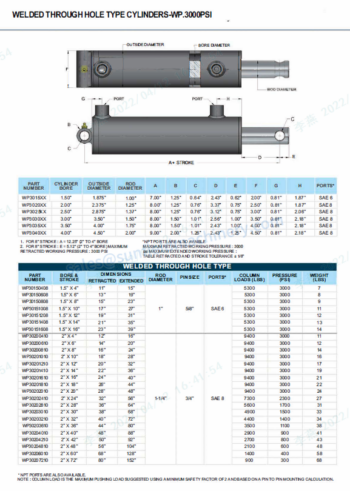 3.1 - Hydraulic Cylinder-Welded Through Hole Type Cylinders-WP-300PSI