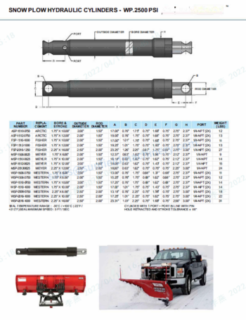 7 - Hydraulic Cylinder-Snow Plow Hydraulic Cylinders-WP-2100PSI